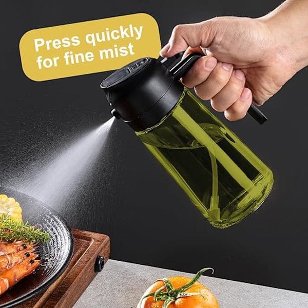 2-i-1 – 470 ml Sprayflaska för Olja och Vinäger, Perfekt för Matlagning, Airfryer & Sallad vit white