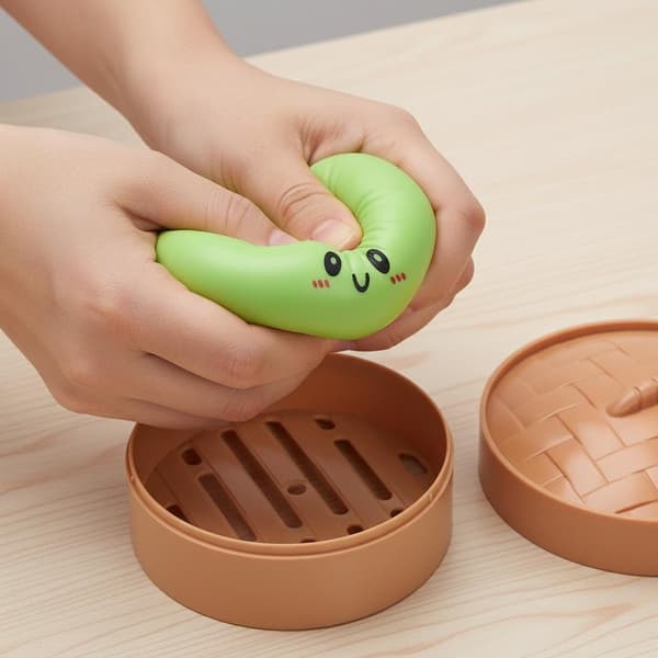 Värikkäät Dumpling-stressipallot Uutuus Dumpling-täytetty pulla Pehmo Rainbow Dumplings Söpö ahdistusta lievittävä Fidget-lelu Dekompressio (Punainen, 1kpl) red