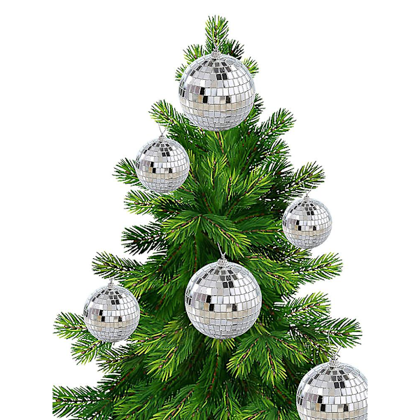 24 stk Sølv Disco Speilkule for Festdekorasjon Juletre Bryllup Bursdagsfest Pynt 4cm