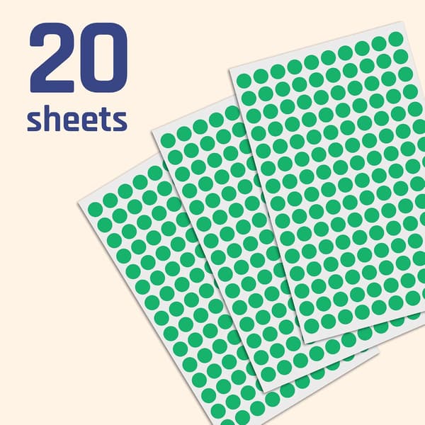4080 kappaleen pakkaus, 10 mm pyöreät tarrat - vihreä green