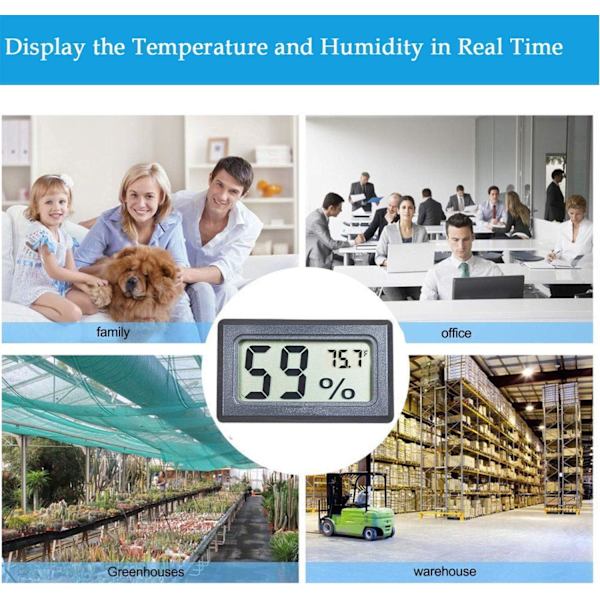 4-pak Mini Digital Temperatur- og Fugtighedsmåler Gauge Indendørs Termometer Hygrometer LCD-display Fahrenheit (℉)