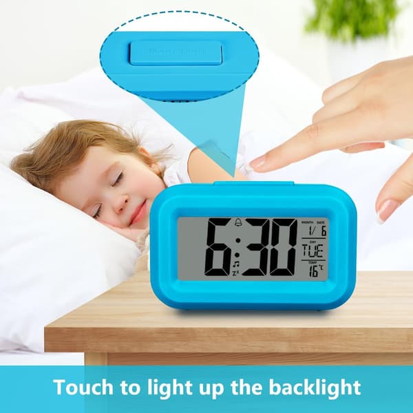 1 stk. digitalt vækkeur til sengebord, LED-displayure med justerbar snooze 12/24 timer (blå) blue