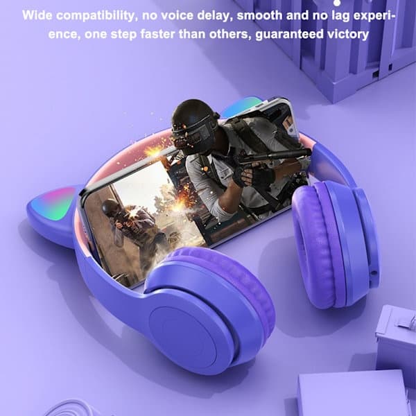 e Kat Ear Bluetooth-kompatibelt headset med LED trådløst headset {hw}{FY} Marineblå Navy blue