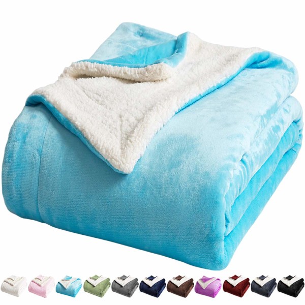 Fleece sengetæppe Twin Size Super Blød Fuzzy Plys Varm Hyggelig Fluffy Microfiber Sofa Throw Velvet Dobbelt Luksuriøs Tæpper, Blågrøn (40×55 Tommer)