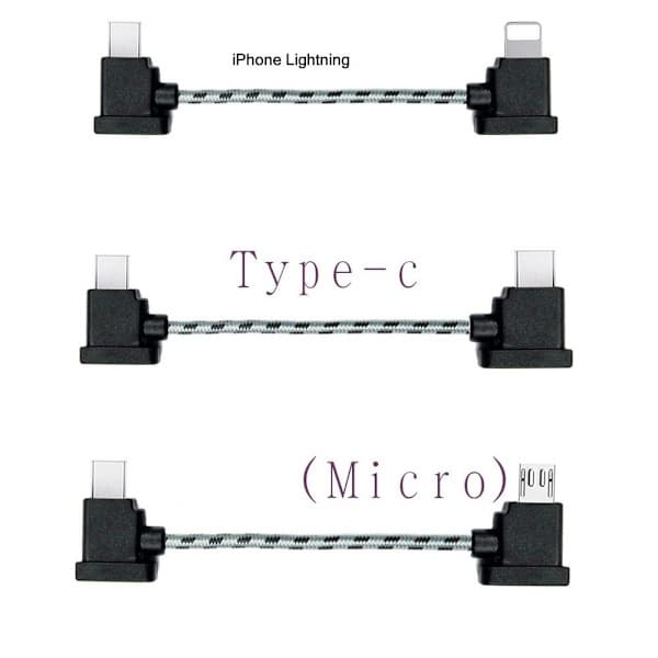 Kabel för belysning/USB Type-C/Micro-USB för DJI Mavic Air2 mini2 Micro USB flätad 15CM Micro USB flätad 15CM Micro USB flätad 15CM Micro USB flettet 15CM Mikro USB