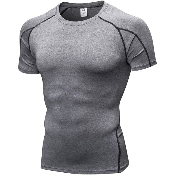 3-packs kompressionströja för män atletisk sport-t-shirt under baslager (Medium, Svart/Grå/Vit)