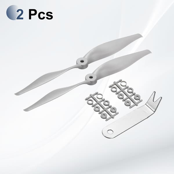 MECCANIXITY 10x6 tommer RC-propeller, 2-bladet propellerudskiftning grå højhastighedspropeller med adapterringe og propellernøgle til RC-fly 2 10" x 6" 2