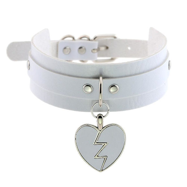 Punk Heart Choker Halsband Goth Mode Halsband Kawaii Läder Choker Kvinnor Flickor Rock Harajuku Emo Gotisk Smycken white