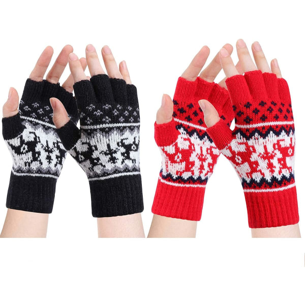 Fingerless Gloves - Dam Vintervarma Handskar Half Finger Vantar Stickade Handskar Ull Vantar För kallt väder Vindtäta