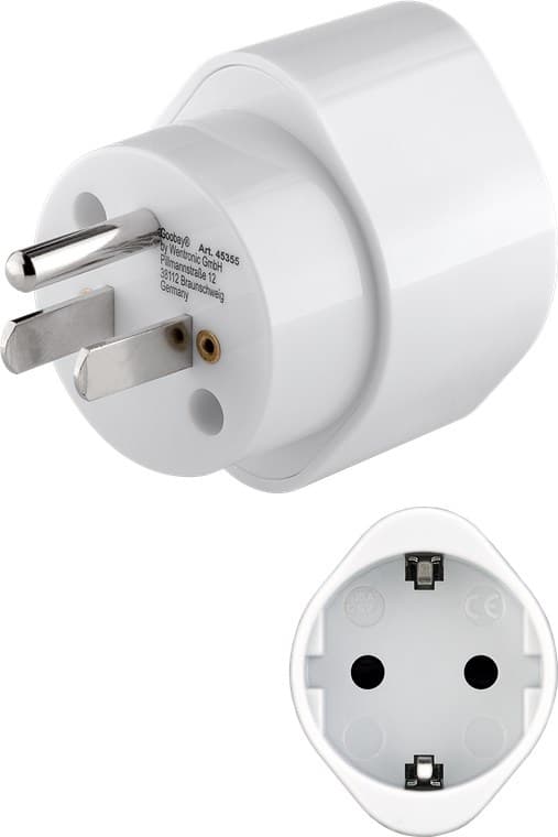 Reiseadapter Europa til USA/Japan, hvit