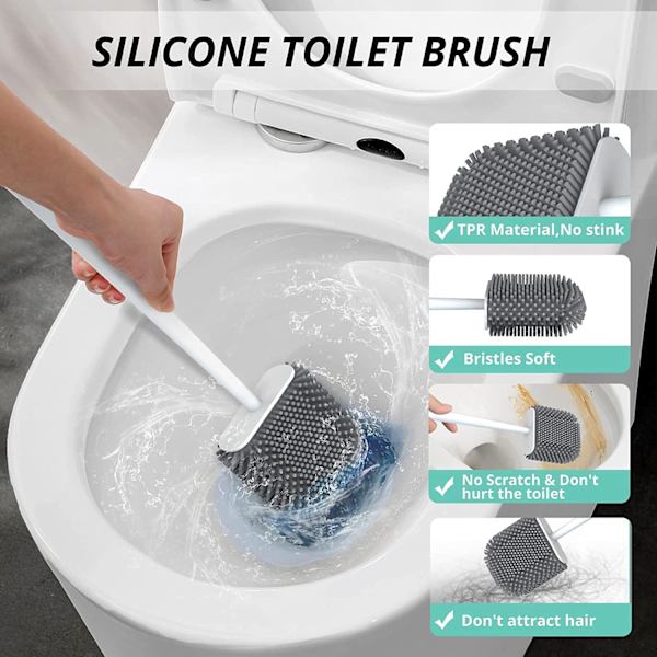Silikoninen wc-harja, silikoninen wc-harja nopeasti kuivavalla telineellä