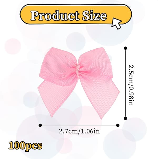 Minirosetter, 100 st 1 tums röda satinrosetter i polyester för pyssel, bröllop, högtider, rosa pink