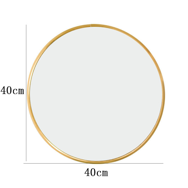 Rund vægmonteret badeværelsesspejl makeup spejl rammespejl egnet til badeværelse stue soveværelse (40cm, guld)