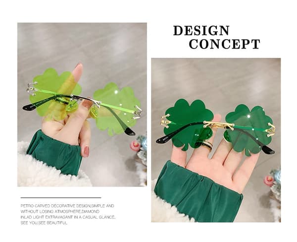 St. Patrick's Day Briller - Grønne Kløverblad Solbriller - Irske Shamrock Nyhedsbriller til Fest 2 2