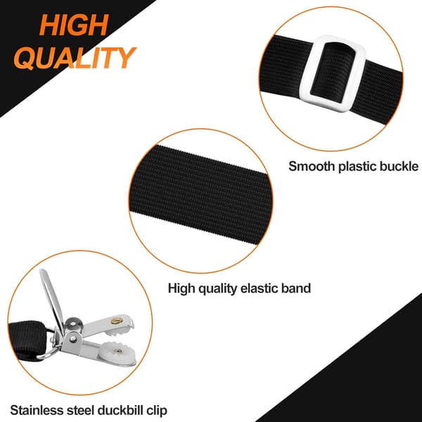 8 st lakanhållare, (30cm - 130cm) justerbara lakanfästen, elastiska lakanremmar med klämmor black