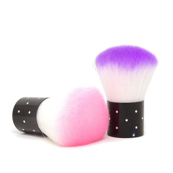 2 STK Allsidig bærbart kort håndtak Soft Nail Arts Dust Brush Cleaner Makeup Powder Blush Brushes (rosa + lilla)