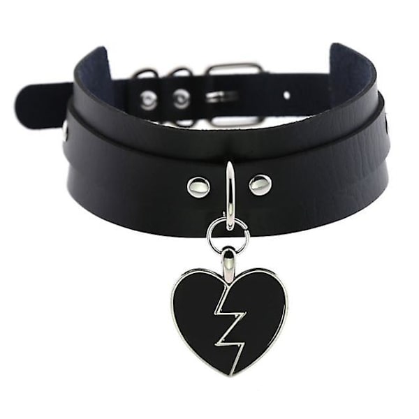 Punk Heart Choker Halsband Goth Mode Halsband Kawaii Läder Choker Kvinnor Flickor Rock Harajuku Emo Gotisk Smycken black