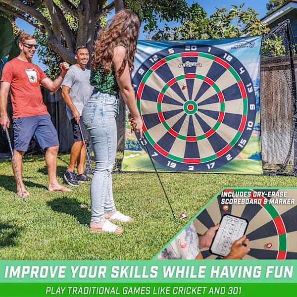 Den originale Chip N' Stick - Vælg Classic, Darts eller Islands - Kæmpe golfspil med bolde og chippingmåtte