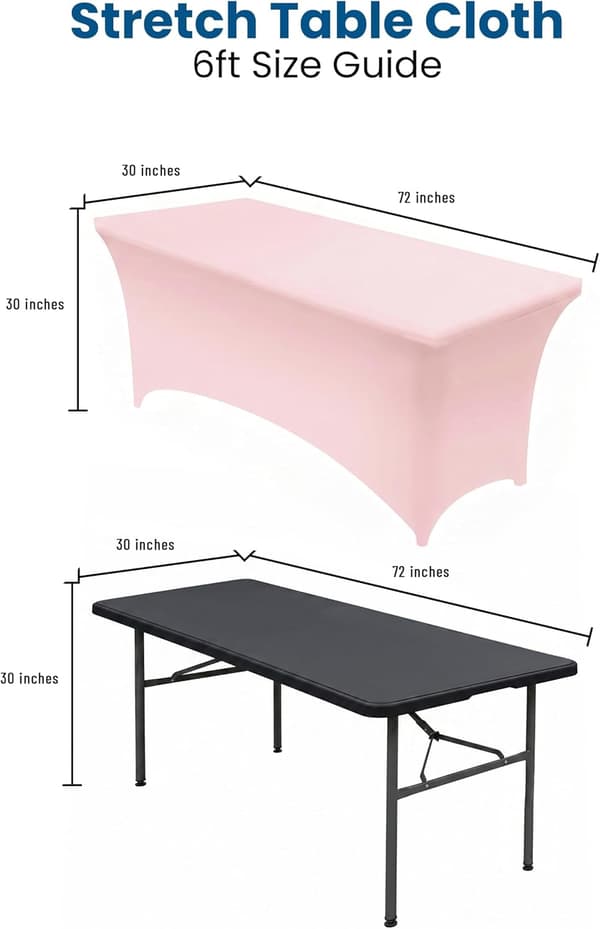 1 stk. Spandex duk [183 cm, rosa] Stram, tilpasset, vaskbar og rynkebestandig elastisk rektangulær utebordduk, 183Lx76Bx76H cm pink