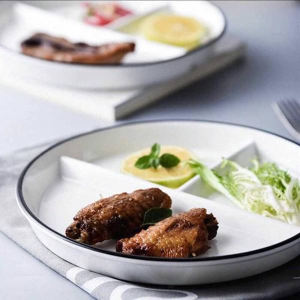 Portionskontrolltallrik i porslin, 3 fack viktminskning tallrik, vuxen viktminskning portionskontroll tallrik