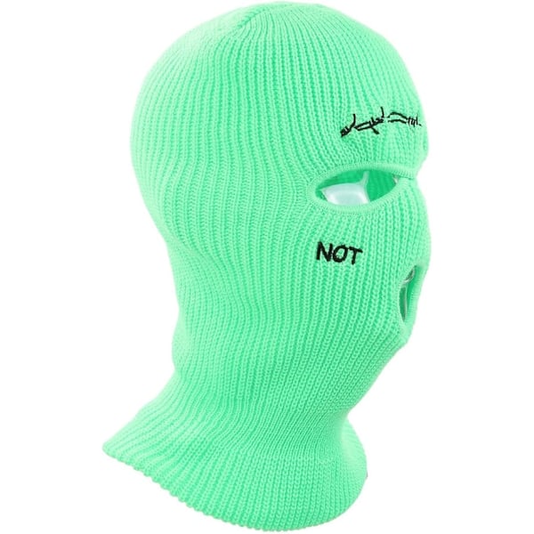 3-reikäinen Balaclava-hiihtohuppu moottoripyöräilyyn ja ulkoilulajeihin (fluoresoiva vihreä)