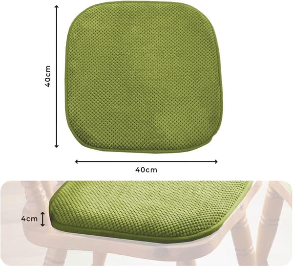 Spisebordsstolhynde i memoryskum (sæt med 2) – Skridsikkert design – 40 x 40 cm, grøn. green