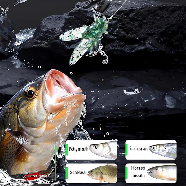 Bionisk fluefiskebete (20 stk), 2024 nytt fluefiskebete med mykt bete, fiskeattraherende fiskeredskap, lite fluefiskebete 16mm l 16mm