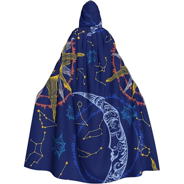 YETTA YANG Halloween Hætteklædt Kappe til Voksne Mænd Kvinder Jul Hætteklædte Trøjer Kappe Cosplay Cosplay Kostumer Blå Stjerne Måne One Size