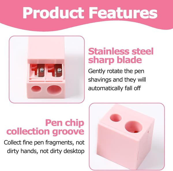 2 kpl kaksikokoinen kauneuskynän teroitin, meikkikynän teroitin (3*4*3.8cm), musta pink