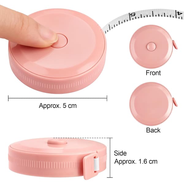 Bärbart måttband 2M / 79 tum, 2-pack dubbelsidigt hållbart mjukt infällbart skräddarmåttband, vit*1, rosa*1 white，pink