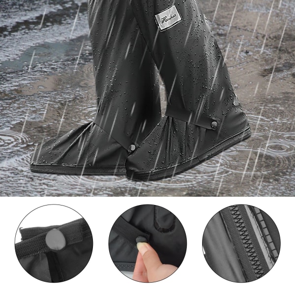 Vattentäta skoöverdrag, regnsnö Vattentätt cover för stövlar Återanvändbar och vikbar cover med dragkedja och reflektor, med halkfri sula (40-42)