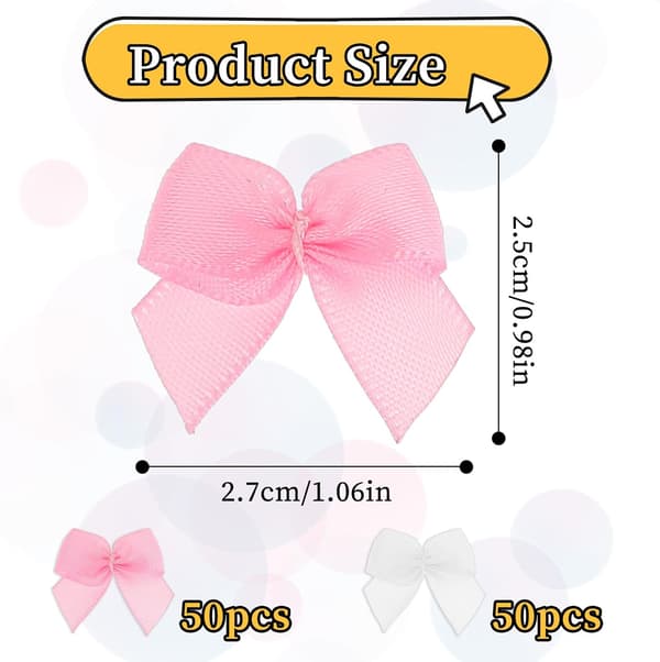 Minirosetter, 100 st 1-tums röda satinrosetter i polyester för pyssel, bröllop, högtider, vit, rosa white,pink