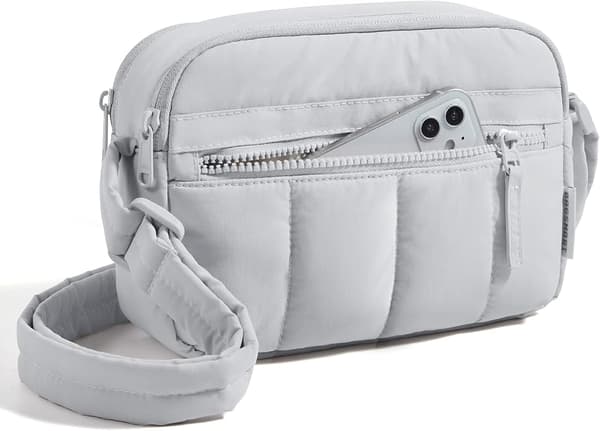 1 stk. Crossbody-tasker til kvinder, Mini Puffy Cross Body med 4 lynlåsrum Rempung til rejser Daglig vandreture, grå gray