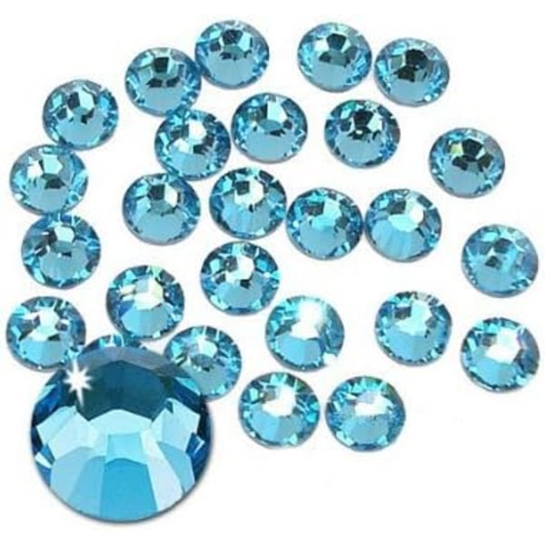 Glue Fix Flatback Rhinestones Glas Diamantes Gems til Nail Art (ss20 576pcs, Aquamarine)