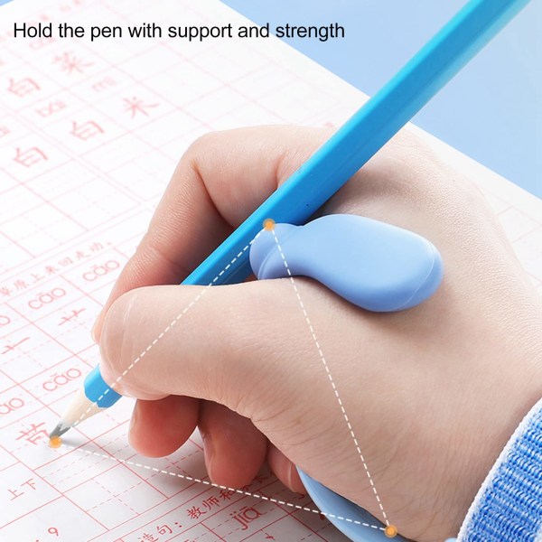 Pencil Grip Holder Børn Håndskriftskorrigering Pen Grip Håndledsbøjle Skrivestillingskorrigerende værktøj til småbørn, førskolebørn, børn (blå)