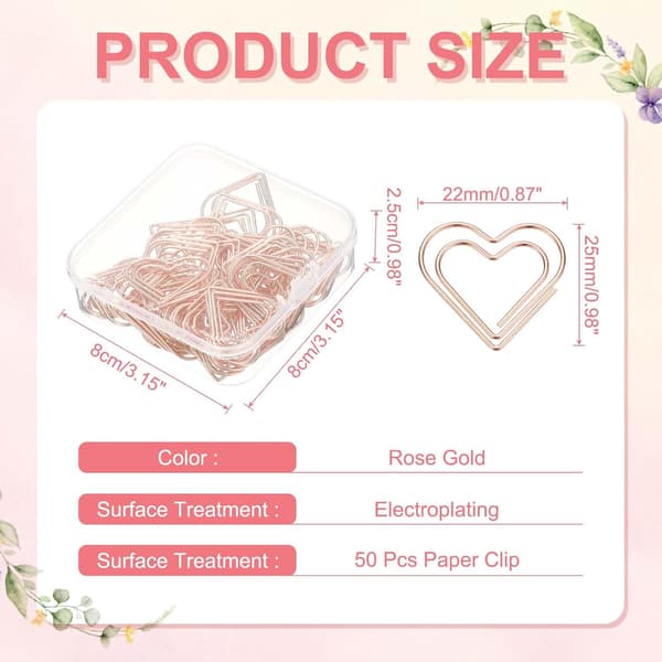 50 stk hjerteformede binders, søte små binders i metall, rosegull Rose gold