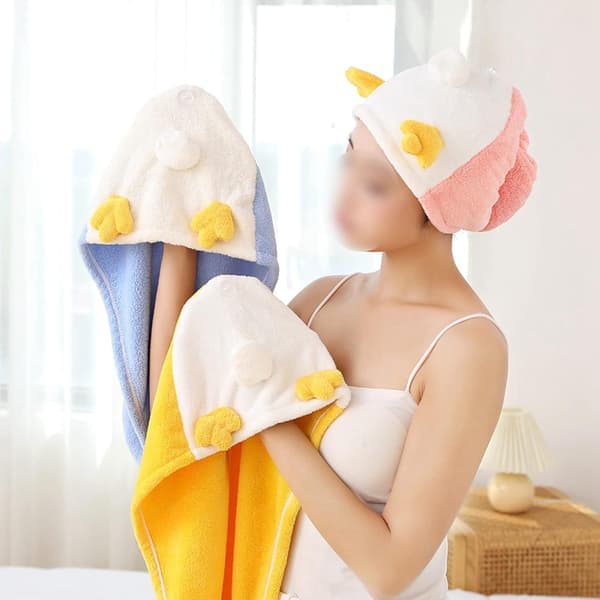 1 st snabbtorkande hårhandduk/mössa – Förtjockad snabbtorkande version (inklusive \"ankfotsformad\" stil), gul, 52*23 cm. yellow