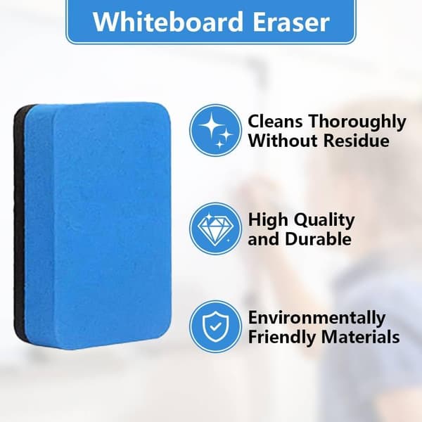 Pakke med 4 Whiteboard-viskelædere – Magnetiske EVA-viskelædere, vaskbare og tør-sletbare (2 x 7,3 x 4,5 cm), 4 farver
