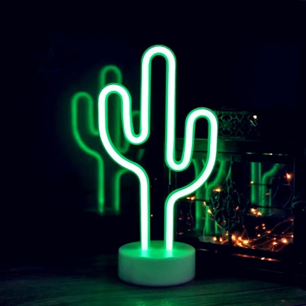 Kaktus neonskilt neonlys med holder base dekor lys, LED kaktus skilt formet dekor lys, markeringsskilt/vegg dekor