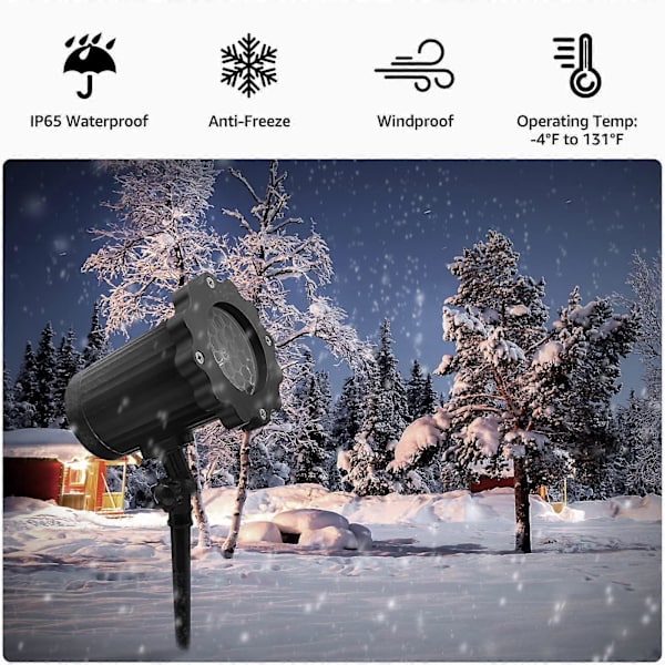 Snöflingsprojektorlampor Juldekorationer IP65 Vattentät LED Snöflingsprojektorlampor för inomhus och utomhus