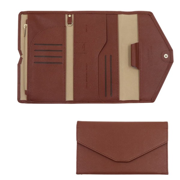 Multiplånbok för resor, RFID-spärrande reseplånbok Passhållare, organizer Cover för pass, kreditkort (brunt)