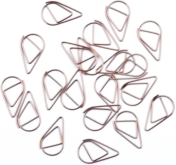 50 stk små svarte binders, dråpeformede binders bokmerker (rose gull, 2,5*1,5 cm) Rose gold