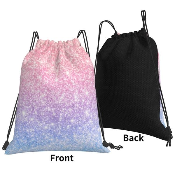 Pastell Regnbue Glitter Gymbag med Snor, Vanntett Oppbevaringspose 2025