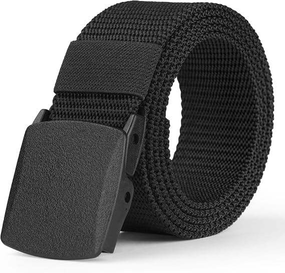 1 stk. justerbart golfbælte i nylonlærred til mænd – hulfrit, lavprofilsdesign med automatisk spænde – 130 cm, sort black
