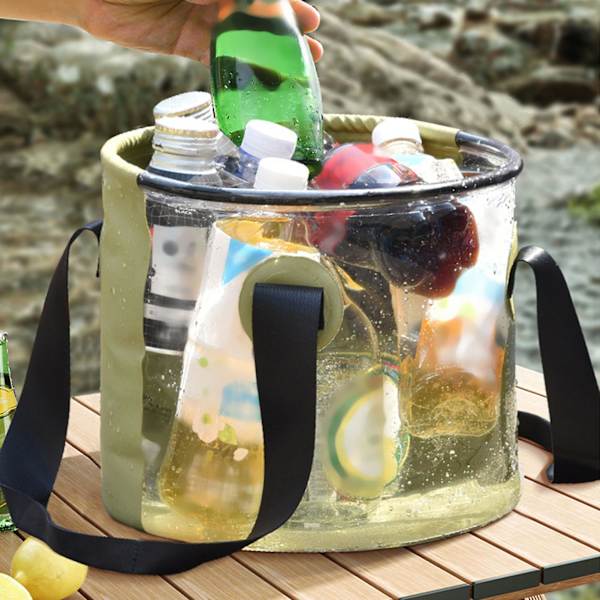 10L Fällbar Vattenhink Outdoor Camping Fiske Genomskinlig Hink Bärbar Fällbar Vattenförvaringsväska