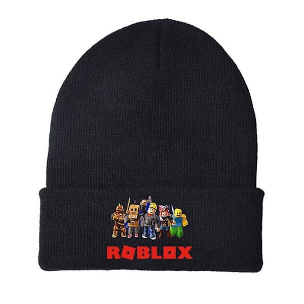 Videospel Roblox Tryckt Vinterstickad Mössa Barn Pojkar Flickor Trendig Klassisk Varm Uppvikt Mössa Present