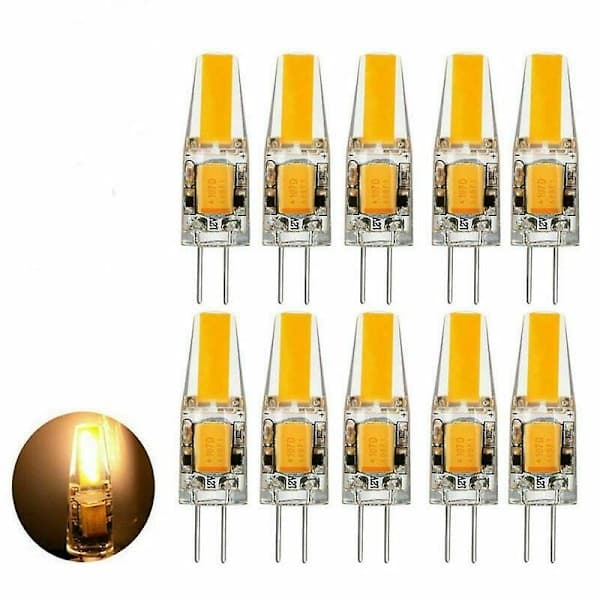 10 st G4 LED-lampor 6W Varmvit Dimbar COB Stiftbas AC/DC 12V