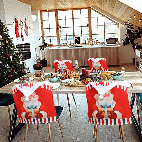 Julstolsöverdrag Julstolsöverdrag Julstolsöverdrag Julmatstolsöverdrag För Julfest Dekoration Hem,Kök Santa Claus