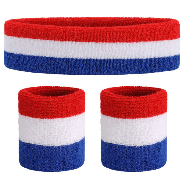 Svettebåndsett sports pannebånd med håndledd stripete svettebånd