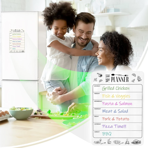 Magnetisk måltidsplanerare för kylskåp Dry Erase A4 - Magnet Weekly Menu Board för Kylskåp - Magnetic Menu White Board 22*11cm